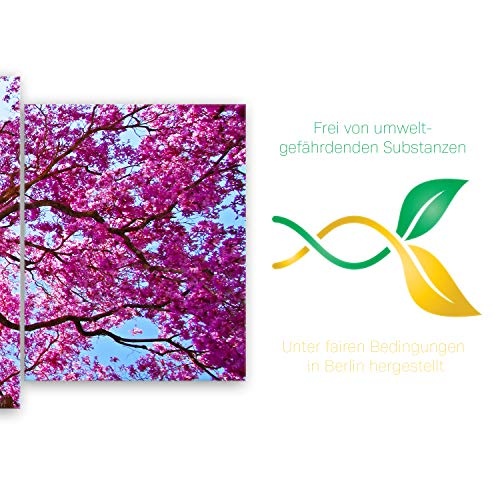 ge Bildet® hochwertiges Leinwandbild XXL Naturbilder Landschaftsbilder - Rosa Lapacho Baum in Pocone - Brasilien - Natur Baum Pink Lila - 200 x 80 cm mehrteilig (5 teilig) 2212 B