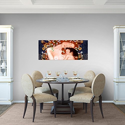 Bilder Gustav Klimt - Mutter und Kind Wandbild Vlies - Leinwand Bild XXL Format Wandbilder Wohnzimmer Wohnung Deko Kunstdrucke Braun 1 Teilig - MADE IN GERMANY - Fertig zum Aufhängen 700212a