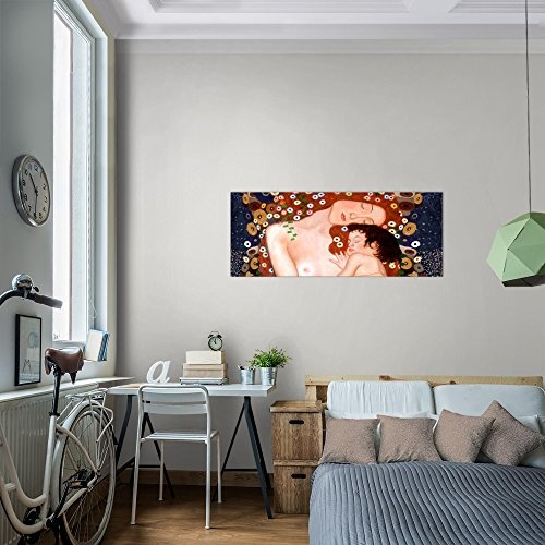 Bilder Gustav Klimt - Mutter und Kind Wandbild Vlies - Leinwand Bild XXL Format Wandbilder Wohnzimmer Wohnung Deko Kunstdrucke Braun 1 Teilig - MADE IN GERMANY - Fertig zum Aufhängen 700212a