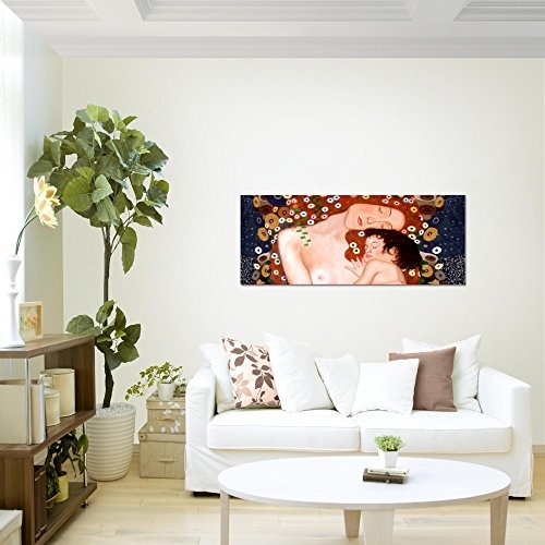 Bilder Gustav Klimt - Mutter und Kind Wandbild Vlies - Leinwand Bild XXL Format Wandbilder Wohnzimmer Wohnung Deko Kunstdrucke Braun 1 Teilig - MADE IN GERMANY - Fertig zum Aufhängen 700212a