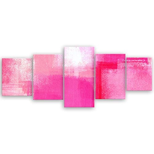 ge Bildet® hochwertiges Leinwandbild XXL - Pink Abstract - 200 x 80 cm mehrteilig (5 teilig) 1238