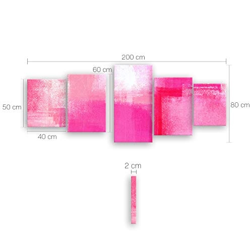 ge Bildet® hochwertiges Leinwandbild XXL - Pink Abstract - 200 x 80 cm mehrteilig (5 teilig) 1238