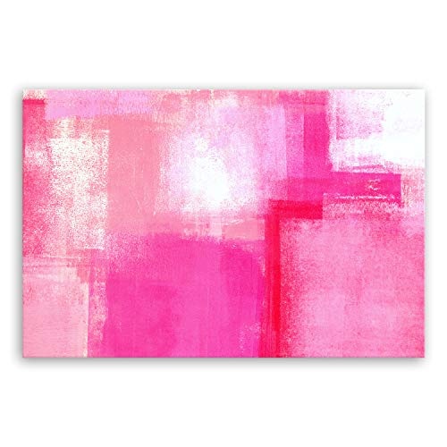 ge Bildet® hochwertiges Leinwandbild XXL Abstrakte Kunstwerke - Pink Abstract - abstrakt pink rosa Weiß - 120 x 80 cm einteilig 2205 C
