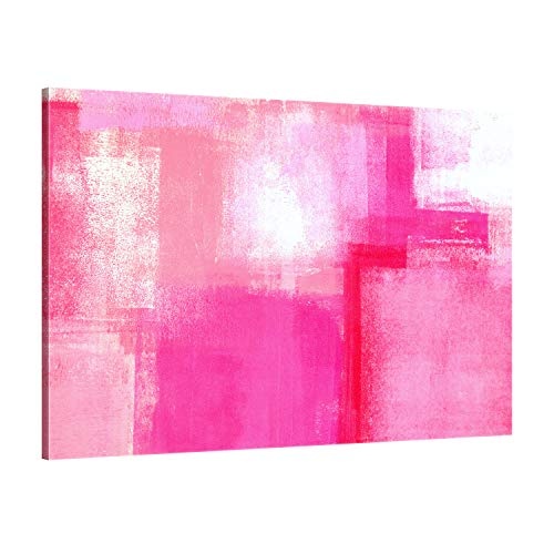 ge Bildet® hochwertiges Leinwandbild XXL Abstrakte Kunstwerke - Pink Abstract - abstrakt pink rosa Weiß - 120 x 80 cm einteilig 2205 C