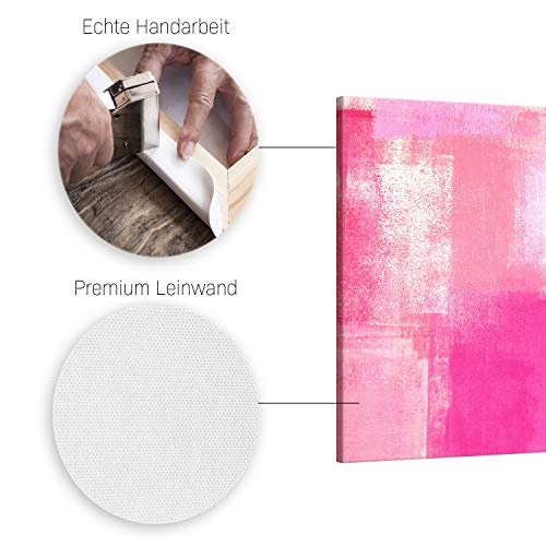 ge Bildet® hochwertiges Leinwandbild XXL Abstrakte Kunstwerke - Pink Abstract - abstrakt pink rosa Weiß - 120 x 80 cm einteilig 2205 C