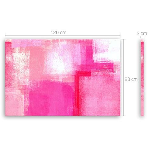 ge Bildet® hochwertiges Leinwandbild XXL Abstrakte Kunstwerke - Pink Abstract - abstrakt pink rosa Weiß - 120 x 80 cm einteilig 2205 C