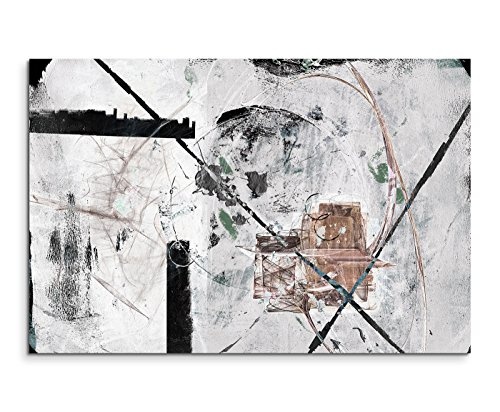 Paul Sinus Art 120x80cm Leinwandbild Leinwanddruck Kunstdruck Wandbild weiß grau schwarz braun Striche