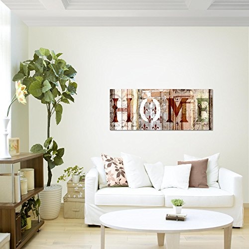 Bilder Home Haus Wandbild Vlies - Leinwand Bild XXL Format Wandbilder Wohnzimmer Wohnung Deko Kunstdrucke Braun 1 Teilig - MADE IN GERMANY - Fertig zum Aufhängen 502812b