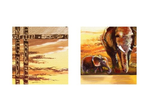 Runa Art Bilder 120 x 90 cm Afrika Bild Vlies Leinwand Kunstdrucke Wandbild XXL Format - Fertig zum Aufhängen Orang Braun !!! Made IN Germany !!! Savanne Elefant 0006461a