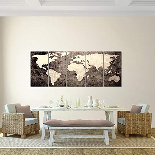 Bilder Weltkarte World Map Wandbild 200 x 80 cm Vlies -...