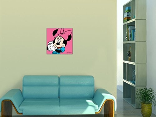 1art1 73994 Minni Maus - Pink Poster Leinwandbild Auf Keilrahmen 40 x 40 cm