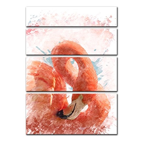 Keilrahmenbild - Aquarell - Flamingo II - Bild auf...
