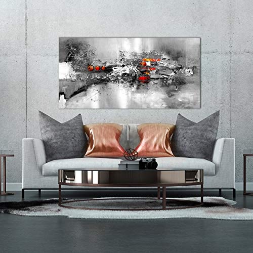 decomonkey Bilder Abstrakt 120x60 cm 1 Teilig Leinwandbilder Bild auf Leinwand Wandbild Kunstdruck Wanddeko Wand Wohnzimmer Wanddekoration Deko Modern schwarz weiß