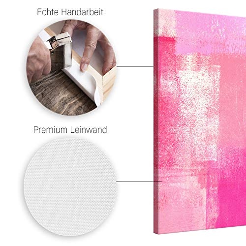 ge Bildet® hochwertiges Leinwandbild - Pink Abstract - 90 x 60 cm mehrteilig (3 teilig) | Wanddeko Wandbild Wandbilder Bild auf Leinwand | 2204 C abstraktes Bild Pink Rosa