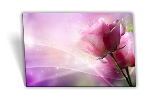 Medianlux Leinwand-Bild Keilrahmen-Bild SPA Wellness Rose Blume Pink Violett Sonnen-Licht, 60 x 40cm (BxH)