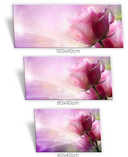 Medianlux Leinwand-Bild Keilrahmen-Bild SPA Wellness Rose Blume Pink Violett Sonnen-Licht, 60 x 40cm (BxH)