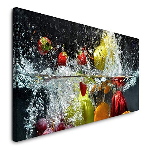 Paul Sinus Art GmbH Obst und Gemüse in Wasser 120x 50cm Panorama Leinwand Bild XXL Format Wandbilder Wohnzimmer Wohnung Deko Kunstdrucke