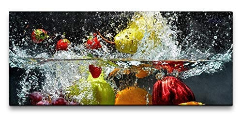 Paul Sinus Art GmbH Obst und Gemüse in Wasser 120x 50cm Panorama Leinwand Bild XXL Format Wandbilder Wohnzimmer Wohnung Deko Kunstdrucke