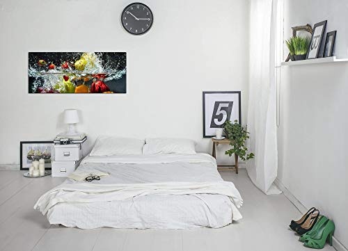 Paul Sinus Art GmbH Obst und Gemüse in Wasser 120x 50cm Panorama Leinwand Bild XXL Format Wandbilder Wohnzimmer Wohnung Deko Kunstdrucke