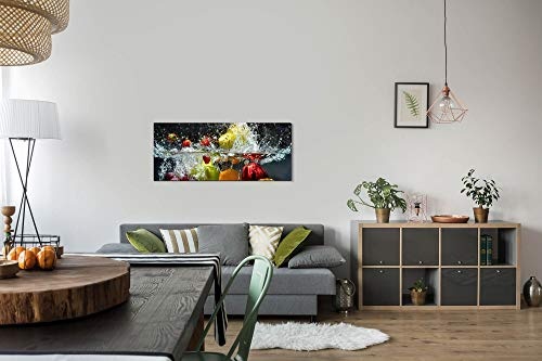 Paul Sinus Art GmbH Obst und Gemüse in Wasser 120x 50cm Panorama Leinwand Bild XXL Format Wandbilder Wohnzimmer Wohnung Deko Kunstdrucke