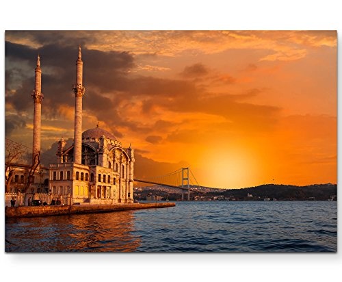 Paul Sinus Art Leinwandbilder | Bilder Leinwand 120x80cm Ortaköy-Moschee Bei Dämmerung - Istanbul