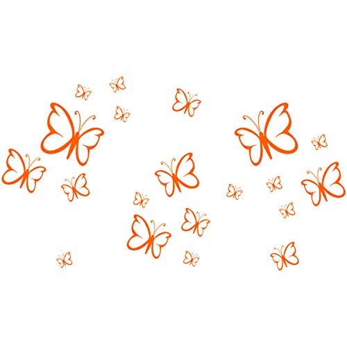 Wandkings Wandtattoo Schmetterlinge im Set, 20 Stück in orange - erhältlich in 33 Farben