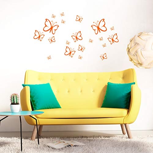 Wandkings Wandtattoo Schmetterlinge im Set, 20 Stück in orange - erhältlich in 33 Farben