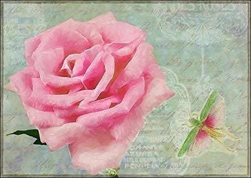 Rahmen-Kunst Keilrahmen-Bild - Cora Niele: Pink Roses II Leinwandbild Rosen Blumen Blüten rosa Collage (80x115)