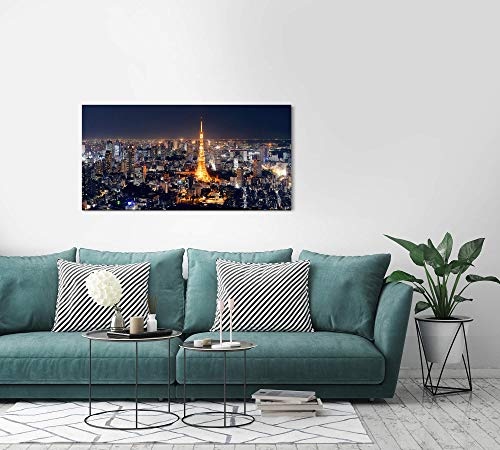 Paul Sinus Art Tokyo Skyline 120x 60cm Panorama Leinwand Bild XXL Format Wandbilder Wohnzimmer Wohnung Deko Kunstdrucke
