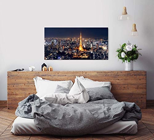 Paul Sinus Art Tokyo Skyline 120x 60cm Panorama Leinwand Bild XXL Format Wandbilder Wohnzimmer Wohnung Deko Kunstdrucke