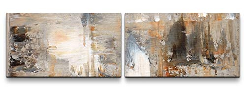 Paul Sinus Art Abstrakt 180x50cm - 2 Wandbilder je 50x90cm - Kunstdrucke - Wandbild - Leinwandbilder fertig auf Rahmen