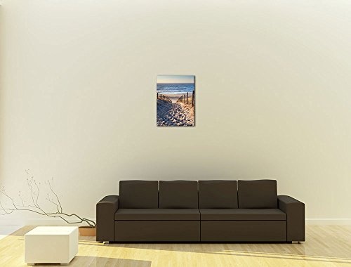 Wandbild - Schöner Weg zum Strand III - Bild auf Leinwand - 40x50 cm einteilig - Leinwandbilder - Urlaub, Sonne & Meer - Nordsee - Dünen mit Strandgräsern - Idylle - Erholung