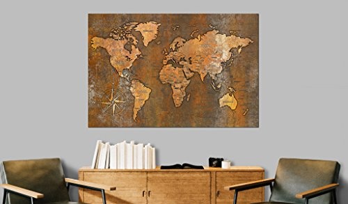 murando Bilder 120x80 cm - Leinwandbilder - Fertig Aufgespannt - 1 Teilig - Wandbilder XXL - Kunstdrucke - Wandbild - Poster Weltkarte Welt Landkarte Kontinente k-A-0059-b-b