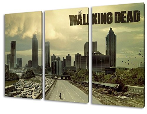 The Walking Dead, 3-teiliges Leinwandbild (120cm x 80cm), TOP-Qualität! Wand-Bild erhältlich von klein bis groß (XXL) Made in Germany! Preiswerter fertig gerahmter Kunst-Druck zum Aufhängen - tolles und einzigartiges Motiv. Kein Poster oder Plakat!