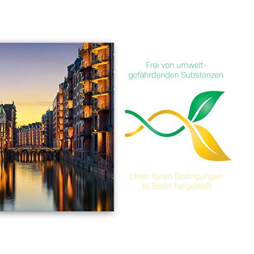 ge-Bildet® hochwertiges Leinwandbild "Wasserschloss in der Speicherstadt - Hamburg" - Premium Leinwanddruck 100 x 70 cm einteilig