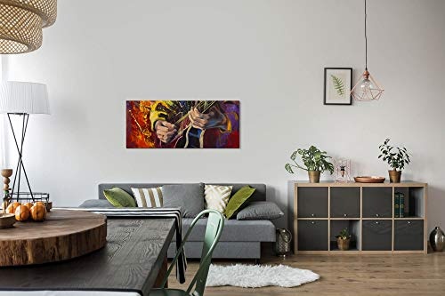 Paul Sinus Art GmbH Musiker Abstrakt 120x 50cm Panorama Leinwand Bild XXL Format Wandbilder Wohnzimmer Wohnung Deko Kunstdrucke