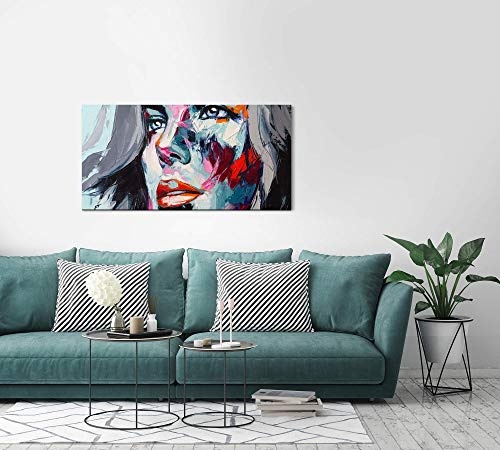 Paul Sinus Art Frau in bunt 120x 60cm Panorama Leinwand Bild XXL Format Wandbilder Wohnzimmer Wohnung Deko Kunstdrucke