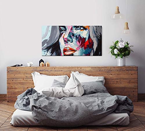 Paul Sinus Art Frau in bunt 120x 60cm Panorama Leinwand Bild XXL Format Wandbilder Wohnzimmer Wohnung Deko Kunstdrucke