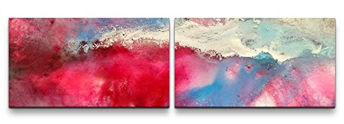 Paul Sinus Art Abstraktes buntes Bild 180x50cm - 2 Wandbilder je 50x90cm - Kunstdrucke - Wandbild - Leinwandbilder fertig auf Rahmen