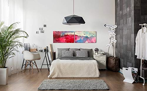 Paul Sinus Art Abstraktes buntes Bild 180x50cm - 2 Wandbilder je 50x90cm - Kunstdrucke - Wandbild - Leinwandbilder fertig auf Rahmen