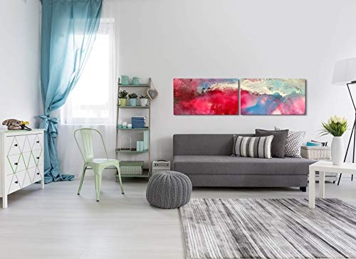 Paul Sinus Art Abstraktes buntes Bild 180x50cm - 2 Wandbilder je 50x90cm - Kunstdrucke - Wandbild - Leinwandbilder fertig auf Rahmen