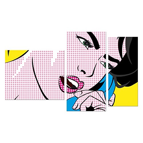Wandbild - Pop-Art Frau mit Telefon - Bild auf Leinwand - 130x80 cm 3 teilig - Leinwandbilder - Urban & Graphic - Andy Warhol - Retro - Comic