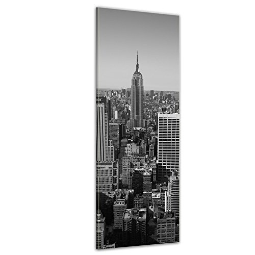 Keilrahmenbild - New York V - Bild auf Leinwand - 50 x 160 cm - Leinwandbilder - Städte & Kulturen - Amerika - Stadtansicht von New York - Luftaufnahme von Manhattan - schwarz weiß