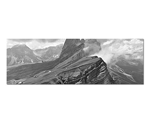 Augenblicke Wandbilder Keilrahmenbild Panoramabild SCHWARZ/Weiss 150x50cm Italien Alpen Landschaft Gebirge Wolken