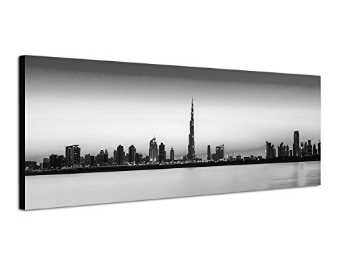 Keilrahmenbild Panoramabild SCHWARZ/Weiss 150x50cm Dubai...