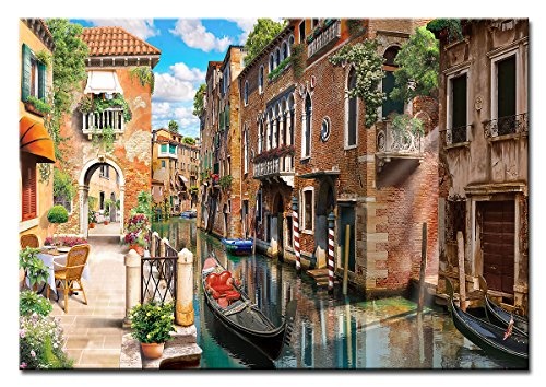 Berger Designs - Wandbild auf Leinwand als Kunstdruck in verschiedenen Größen. Romantische Straße in Venedig. Beste Qualität aus Deutschland (60 x 40 cm BxH)