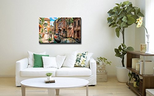 Berger Designs - Wandbild auf Leinwand als Kunstdruck in verschiedenen Größen. Romantische Straße in Venedig. Beste Qualität aus Deutschland (60 x 40 cm BxH)