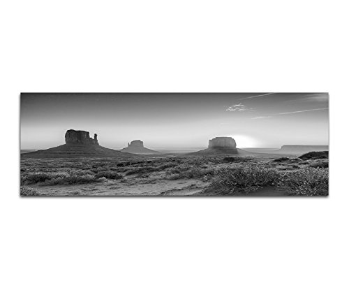 Augenblicke Wandbilder Keilrahmenbild Panoramabild SCHWARZ/Weiss 150x50cm USA Monument Valley Felsen Abendsonne