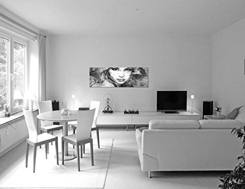 Augenblicke Wandbilder Keilrahmenbild Panoramabild SCHWARZ/Weiss 150x50cm Handmalerei Frau Mädchen Gesicht Portrait