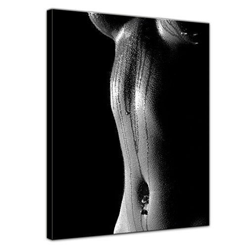Bilderdepot24 Keilrahmenbild - Frau Erotik - schwarz weiß - 90x120 cm - Leinwandbilder - Bilder als Leinwanddruck - Leinwandbild